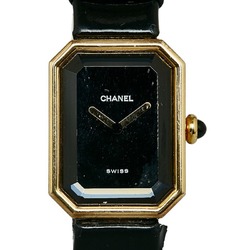 CHANEL Première M Belt (External Product) Watch Quartz Black Dial Stainless Steel Leather Women's
