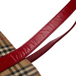 Burberry Nova Check Shadow Horse Handbag Tote Bag Beige Red Canvas Leather Women's BURBERRY