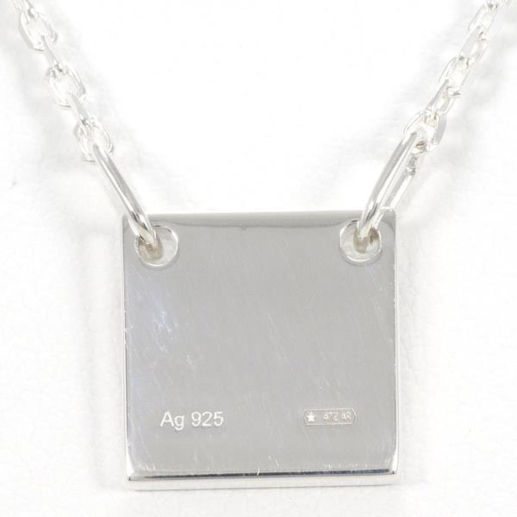 Gucci Square Logo Plate Silver Necklace Total Weight Approx. 5.7g 48cm Jewelry Wrapping Free