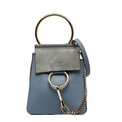 Chloé Chloe FAYE Small Bracelet Bag Shoulder One Light Blue Leather Suede Women's