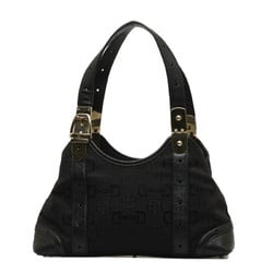 Gucci Horsebit Handbag 145761 Black Canvas Leather Women's GUCCI