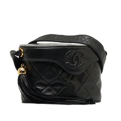 CHANEL Cocomark Tassel Shoulder Bag Black Leather Women's