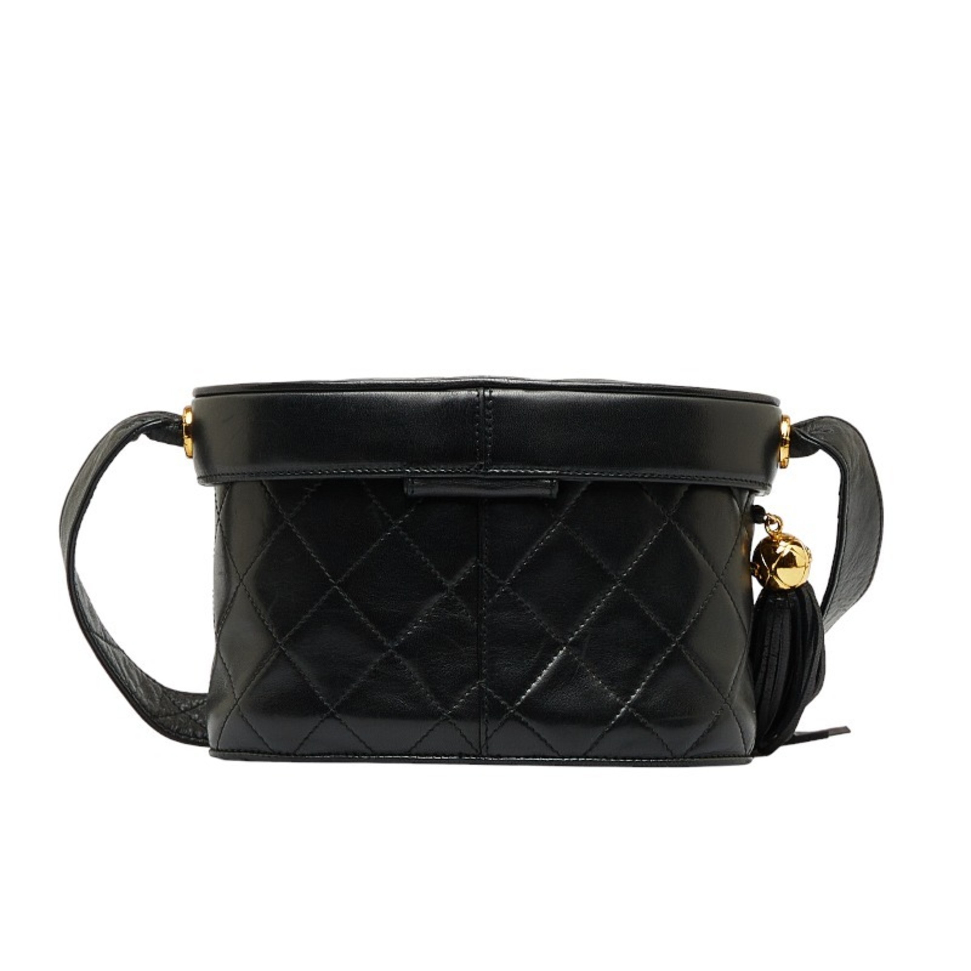 CHANEL Cocomark Tassel Shoulder Bag Black Leather Women's