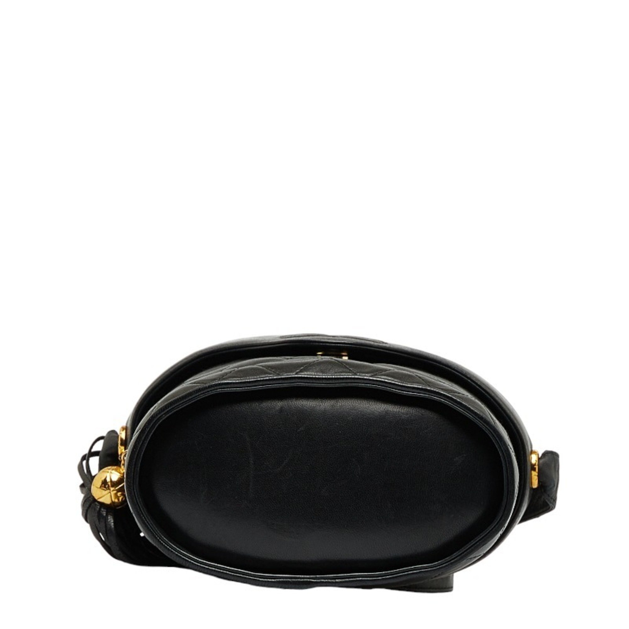 CHANEL Cocomark Tassel Shoulder Bag Black Leather Women's