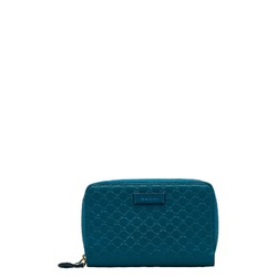 Gucci Micro Guccisima Round Zip Bifold Wallet 449423 Turquoise Blue Leather Women's GUCCI