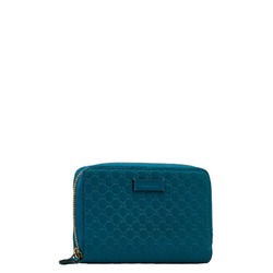 Gucci Micro Guccisima Round Zip Bifold Wallet 449423 Turquoise Blue Leather Women's GUCCI