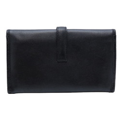 Hermes Gigi Duo T-stamped 2015 Women's Clutch Bag Swift Noir