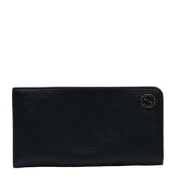 Gucci Interlocking G L-shaped long wallet 308787 Navy Leather Women's GUCCI