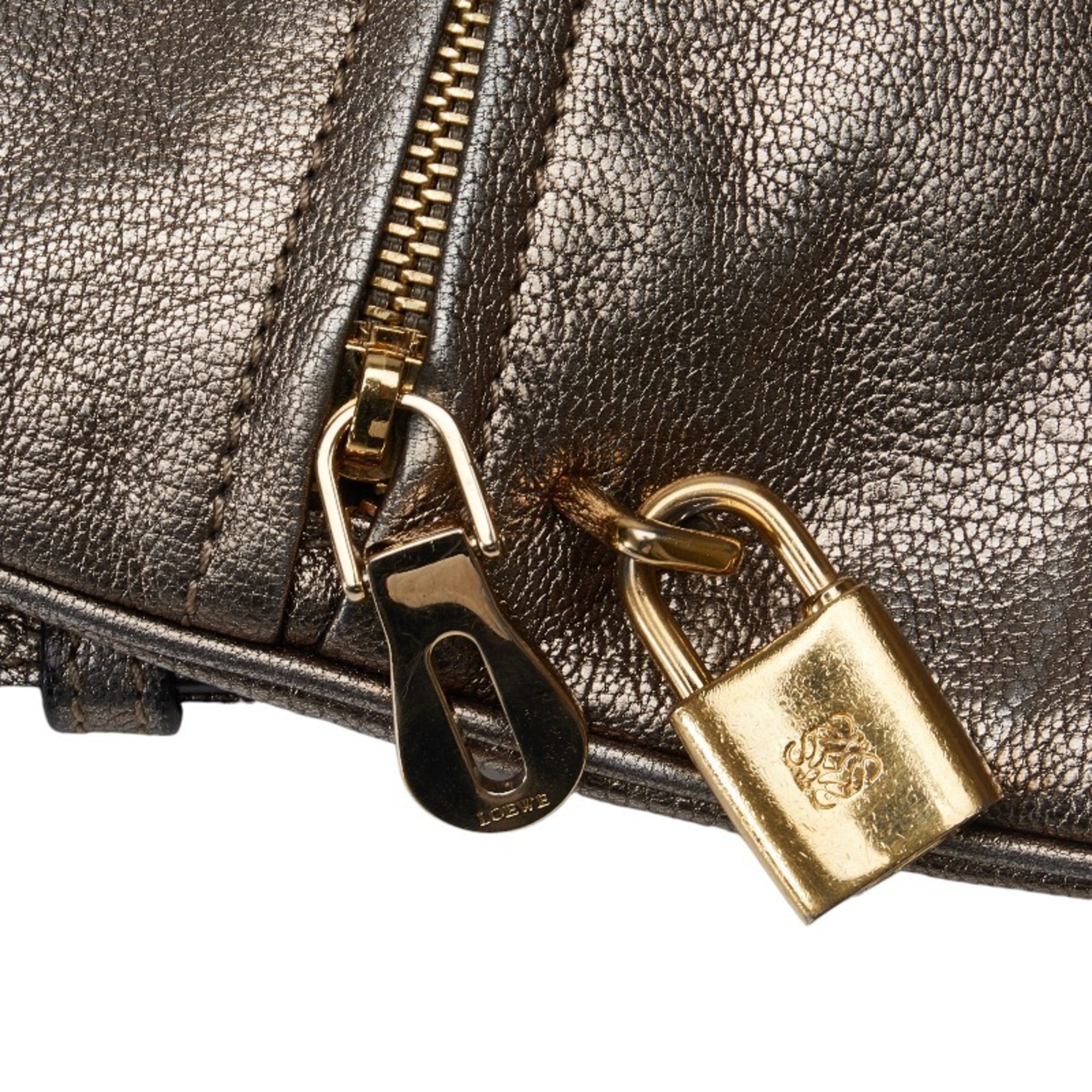 LOEWE Anagram Shoulder Bag Champagne Gold Leather Women's