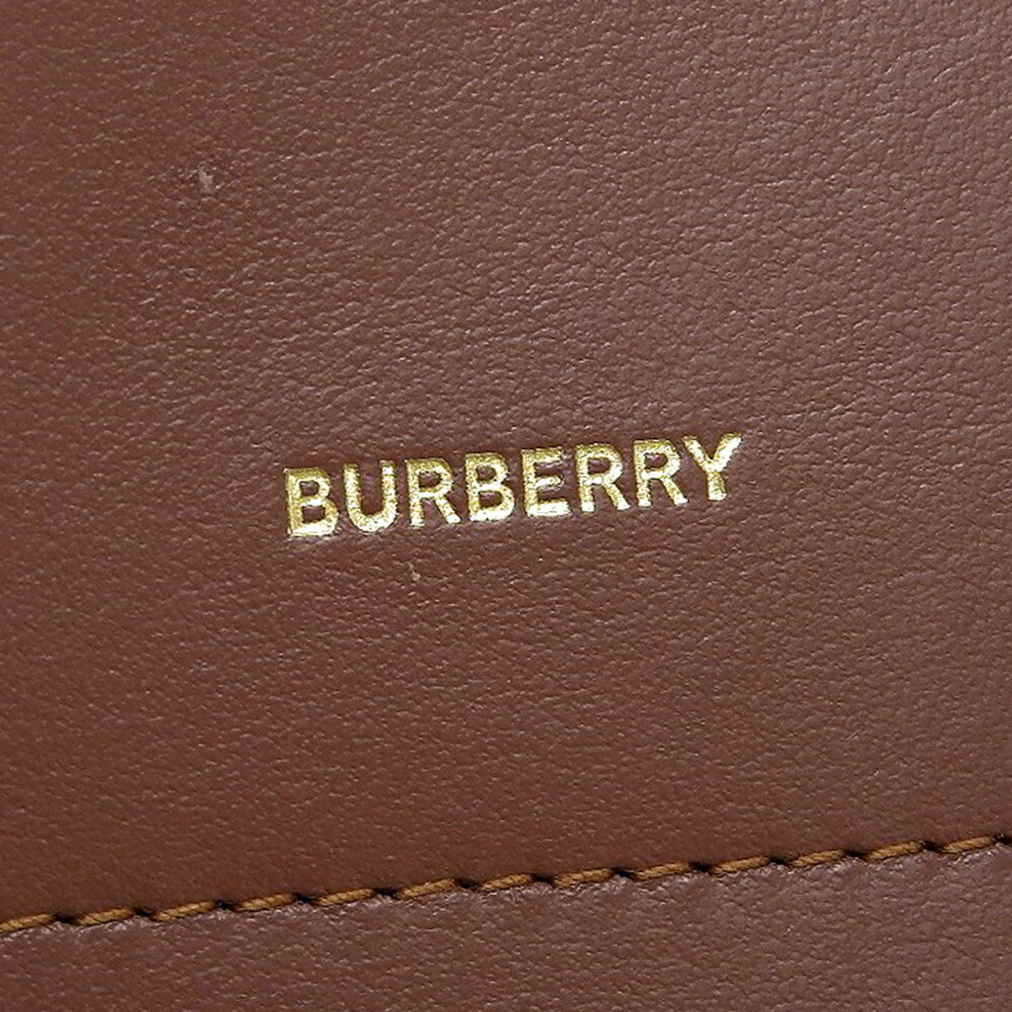 Burberry BURBERRY Striped Chain Wallet Shoulder Pouch Brown Black White