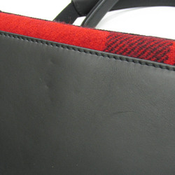 Balenciaga Navy Cabas S 339933 Women's Wool,Leather Handbag Black,Red Color