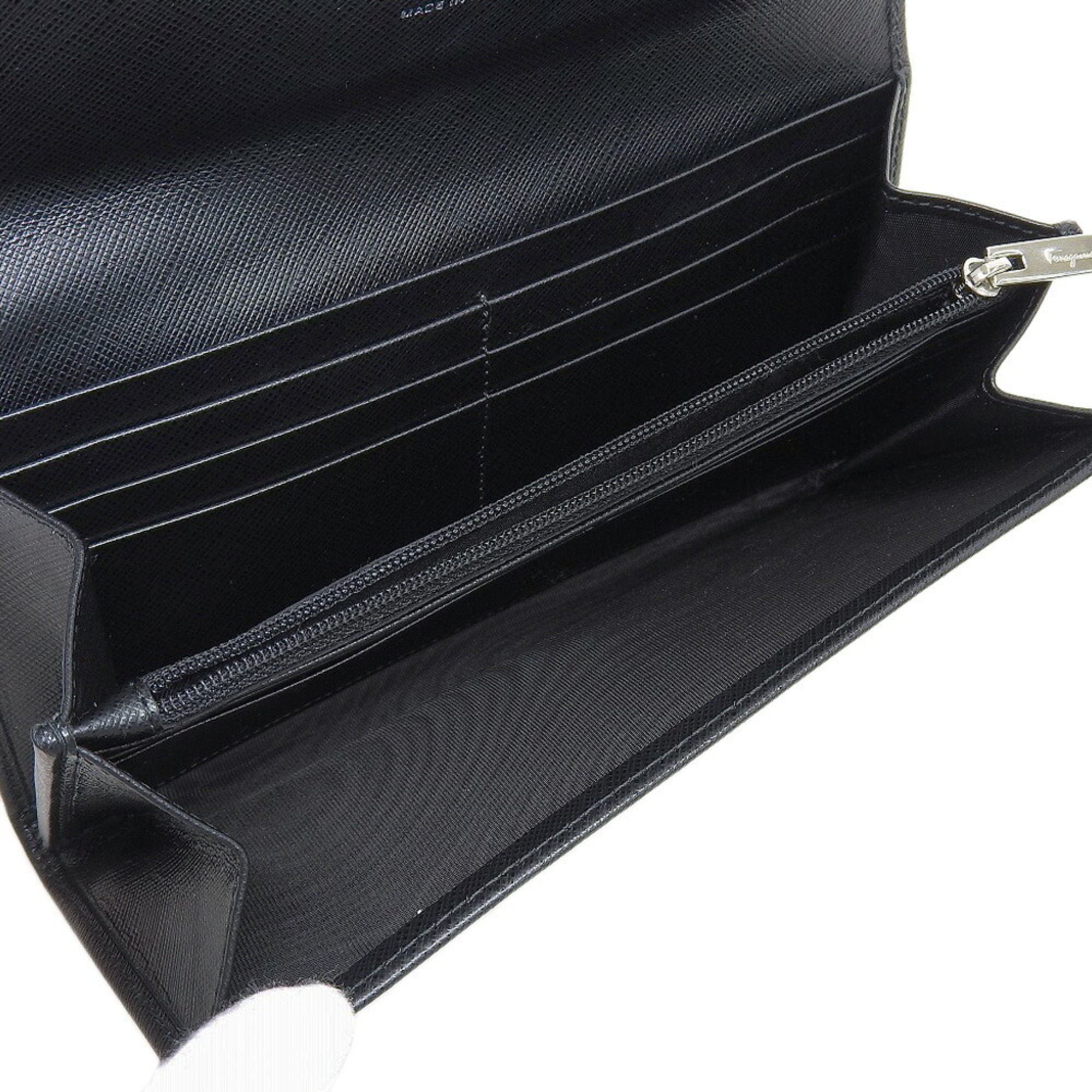 Salvatore Ferragamo Gancini long wallet leather black 227121 34