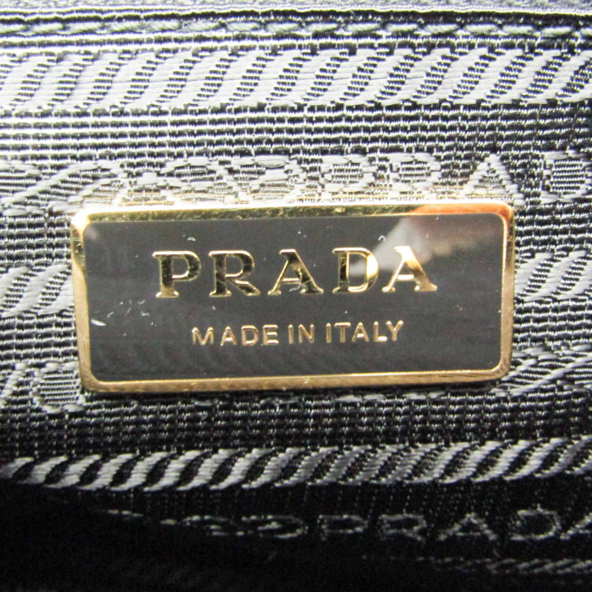 Prada BR4355 Women's Nylon,Leather Shoulder Bag Nero