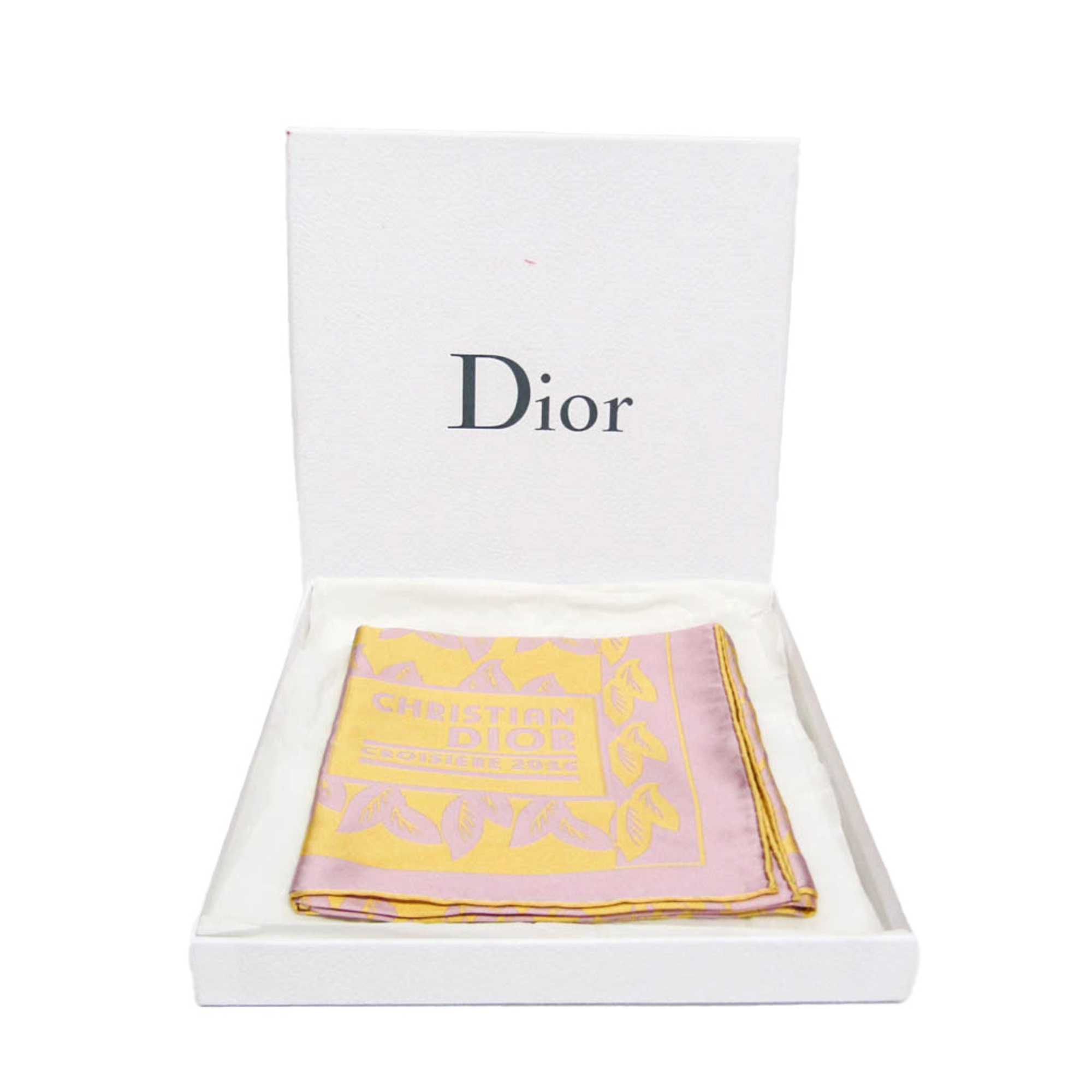 Christian Dior Women's Silk Scarf Leaf Pink,Yellow