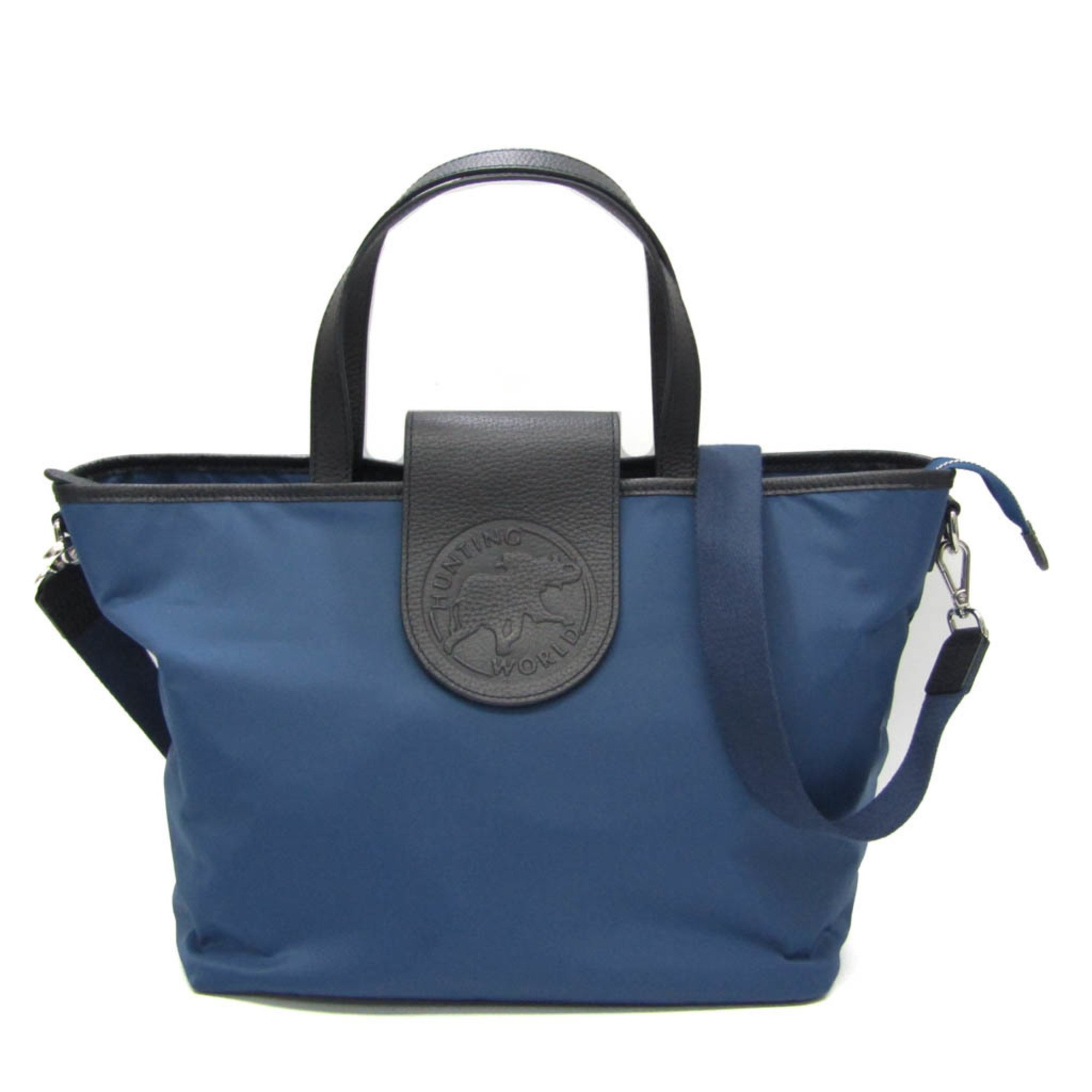 Hunting World At Ease Tradition 7441 Women,Men Nylon,Leather Shoulder Bag,Tote Bag Black,Blue