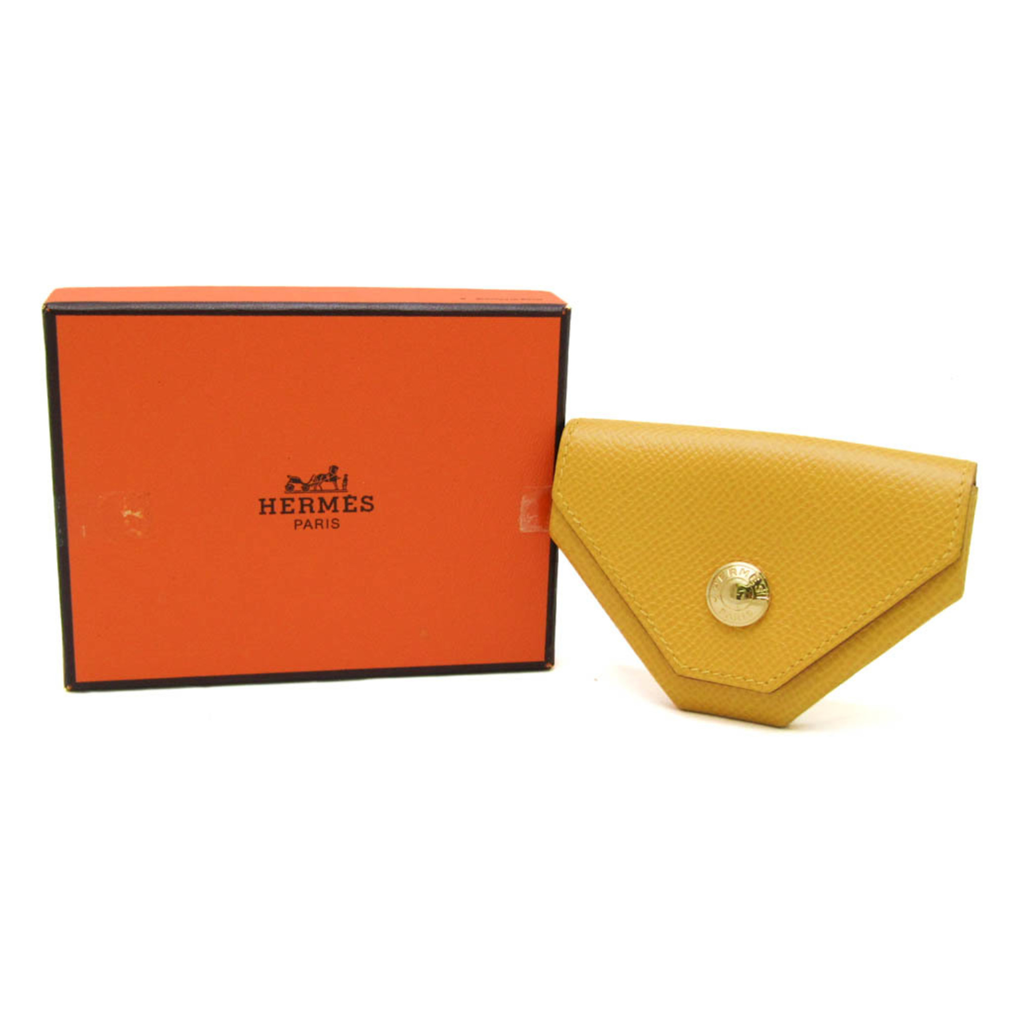 Hermes LE 24 Women's Epsom Leather Coin Purse/coin Case Yellow
