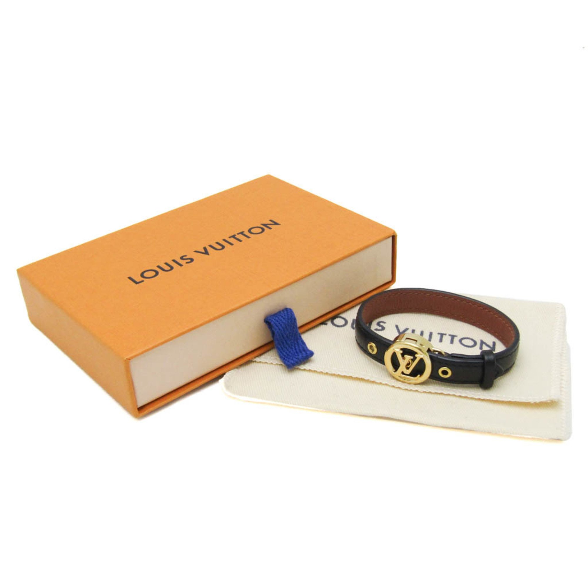 Louis Vuitton LV All Around Bracelet M6736 Leather,Metal Bangle Gold,Noir