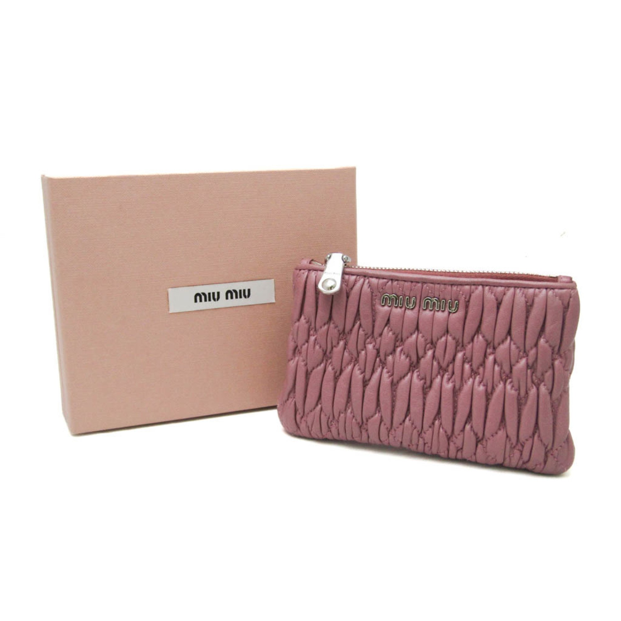 Miu Miu Matelasse With Key Ring Women's Leather Coin Purse/coin Case Light Purple