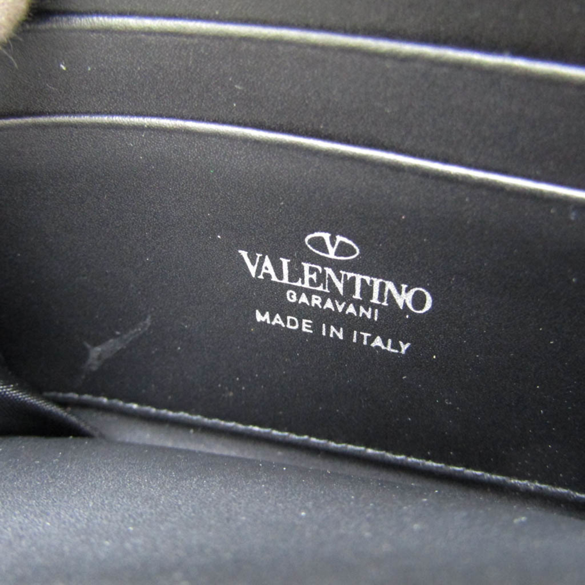 Valentino Garavani With Neck Strap UY2P0R48LVN Leather Card Case Black,White