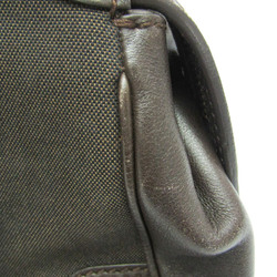 Bvlgari Logo Women's Leather,Canvas Handbag,Shoulder Bag Dark Brown