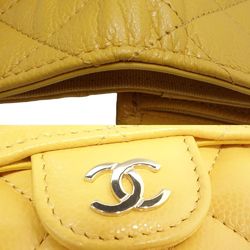 CHANEL Classic Small Wallet Matelasse Trifold Caviar Skin Yellow 083924