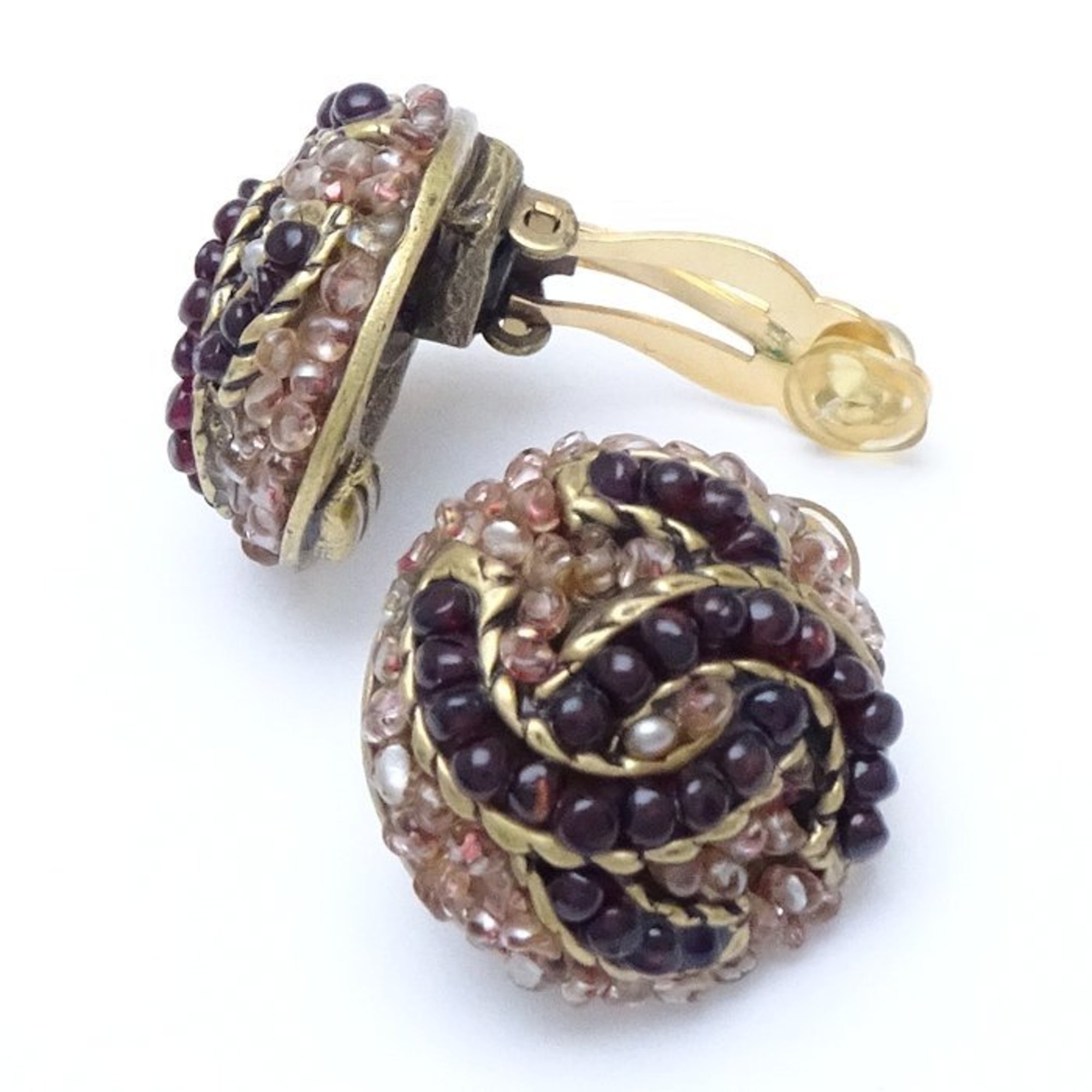 CHANEL Cocomark earrings 00A beads GP gold plated 290953