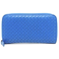 Bottega Veneta Intrecciato Women's/Men's Long Wallet Leather Blue