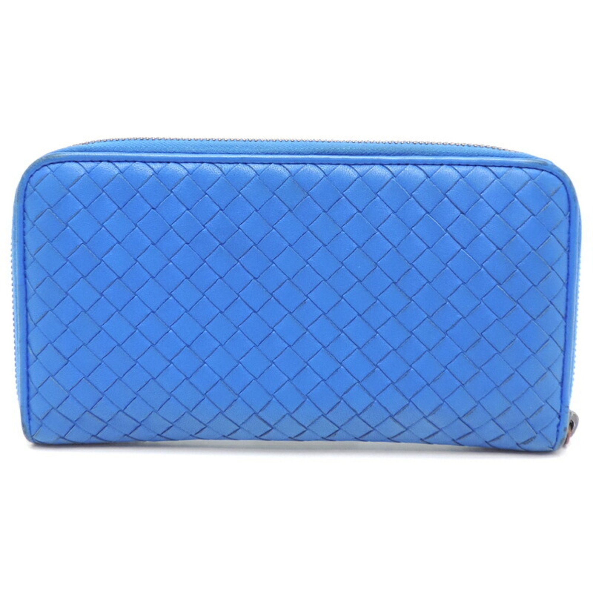 Bottega Veneta Intrecciato Women's/Men's Long Wallet Leather Blue