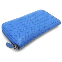 Bottega Veneta Intrecciato Women's/Men's Long Wallet Leather Blue