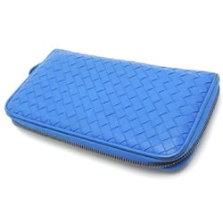 Bottega Veneta Intrecciato Women's/Men's Long Wallet Leather Blue