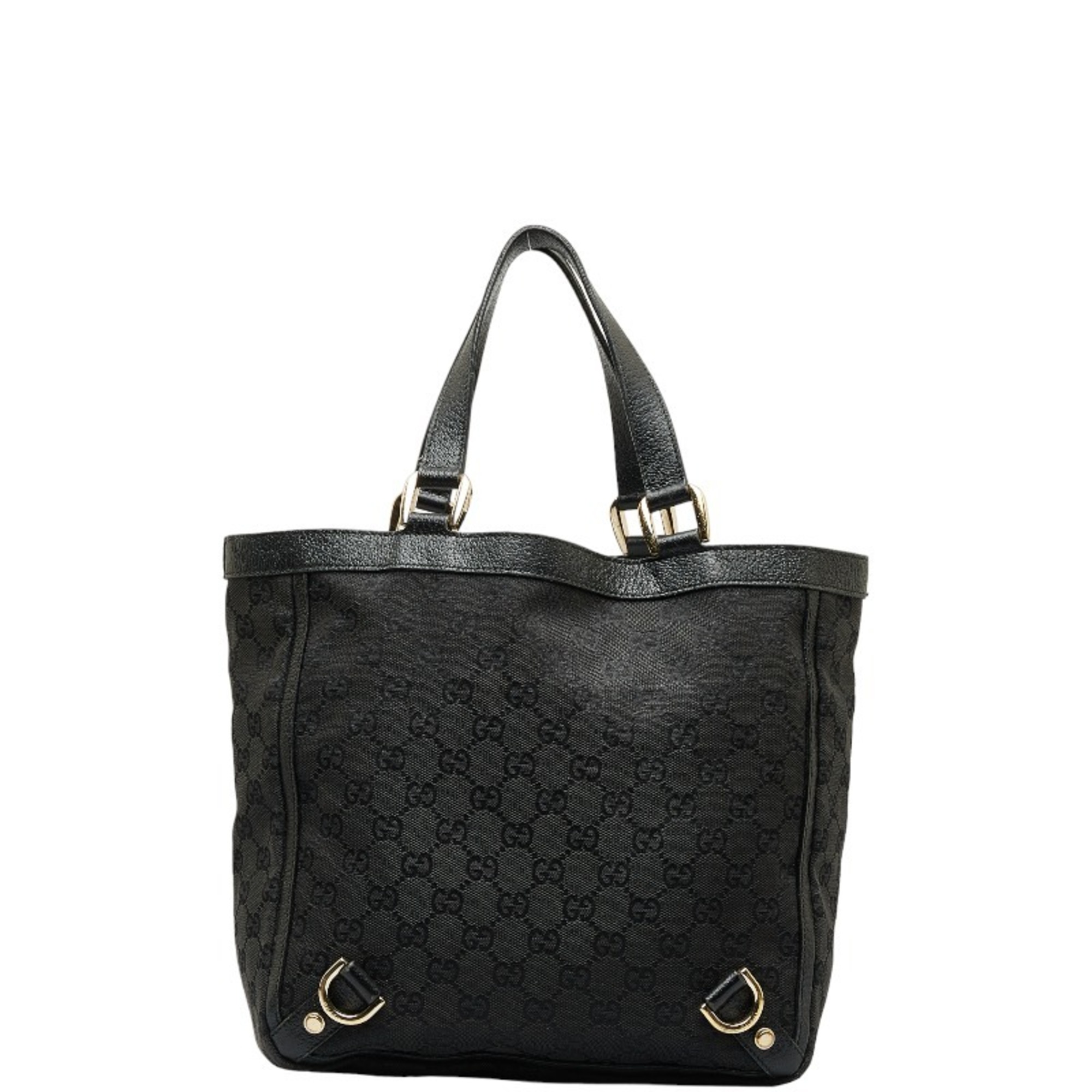 Gucci GG Canvas Abbey Handbag Tote Bag 130739 Black Leather Women's GUCCI