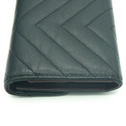 CHANEL V Stitch Small Flap Wallet Trifold Coco Mark Caviar Skin Black A81900