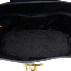 Salvatore Ferragamo Heel Motif Button Shoulder Bag Tote DQ-21 Black Leather Ladies