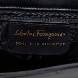 Salvatore Ferragamo Heel Motif Button Shoulder Bag Tote DQ-21 Black Leather Ladies