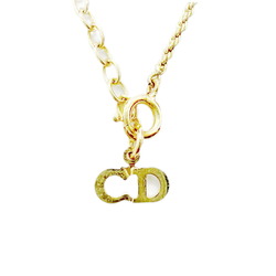 Christian Dior CD Necklace GP Gold Plated Women's 38~42cm