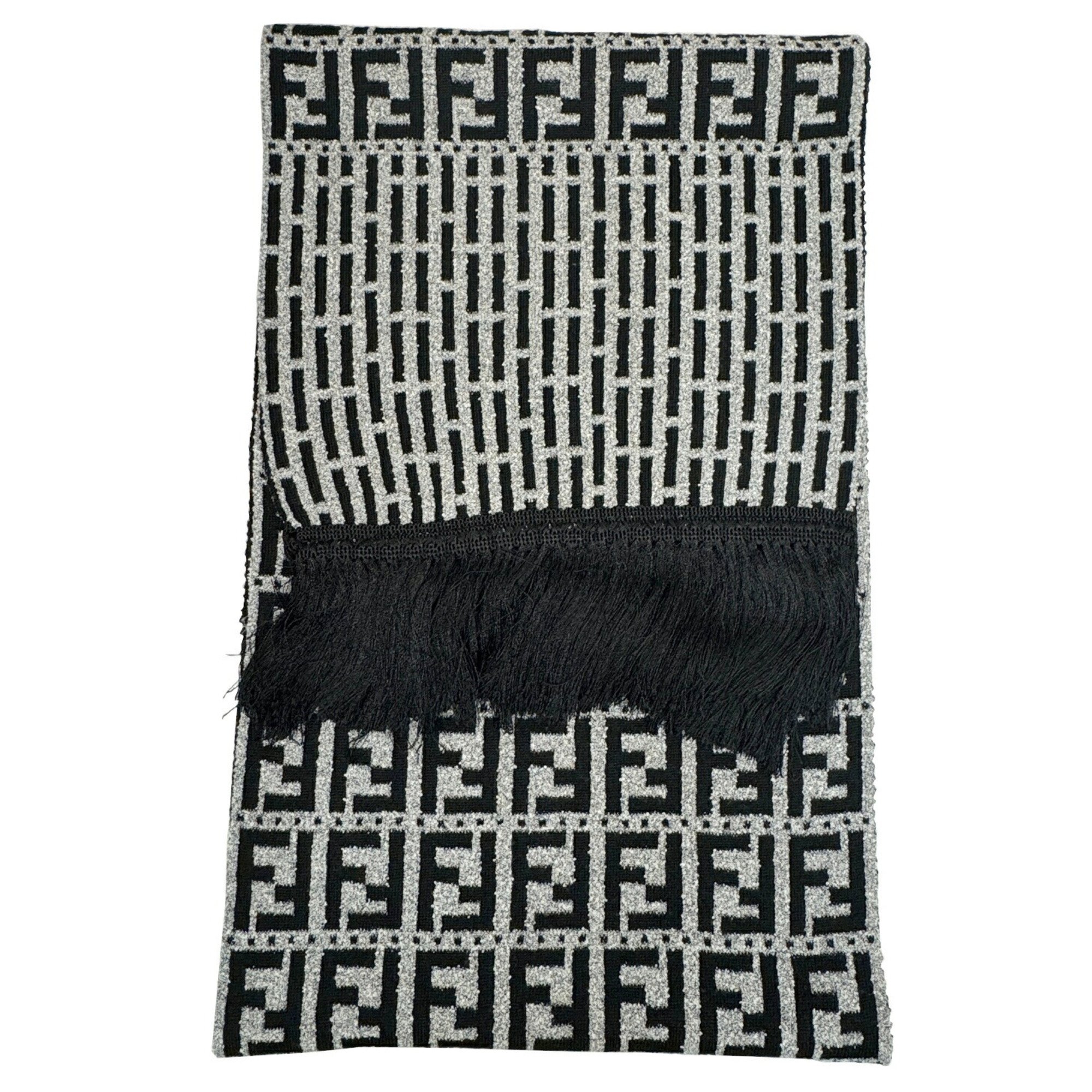 FENDI Zucca pattern FF muffler wool gray black men's women's