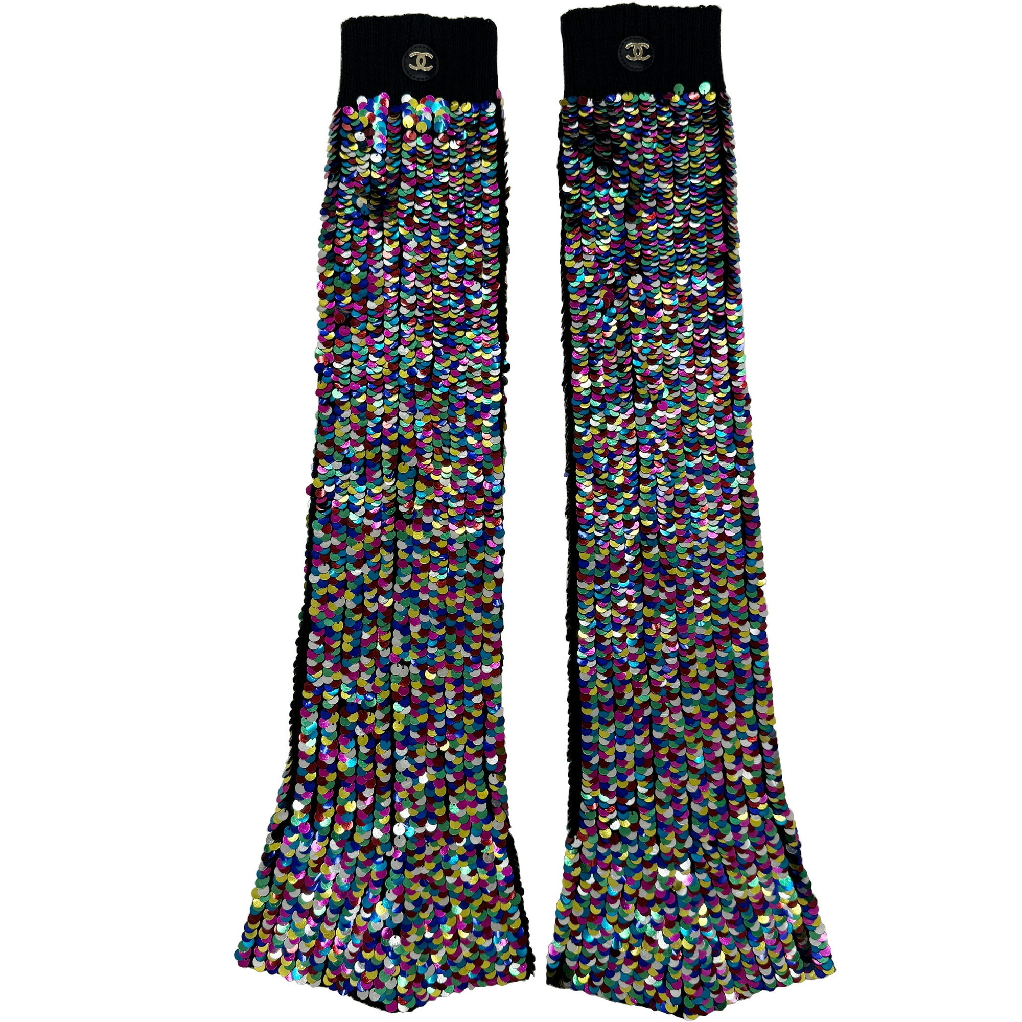 CHANEL Cocomark Leg Warmers Sequins 24C AA9806 Gaiter Black Multicolor Ladies 24SS New