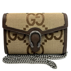 GUCCI Gucci Dionysus Chain Shoulder Wallet GG Jumbo Bag Canvas Leather Beige Brown 401231 Women's