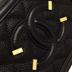 CHANEL CC Filigree Camera Bag Caviar Skin G Hardware Chain Shoulder Compact Black Women Men Unisex