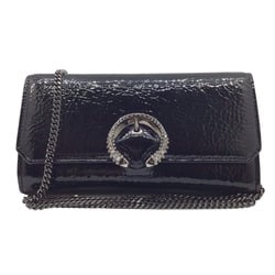 JIMMY CHOO Madeline Chain Shoulder Bag Wallet Long Clutch PVC Black Accessories Ladies