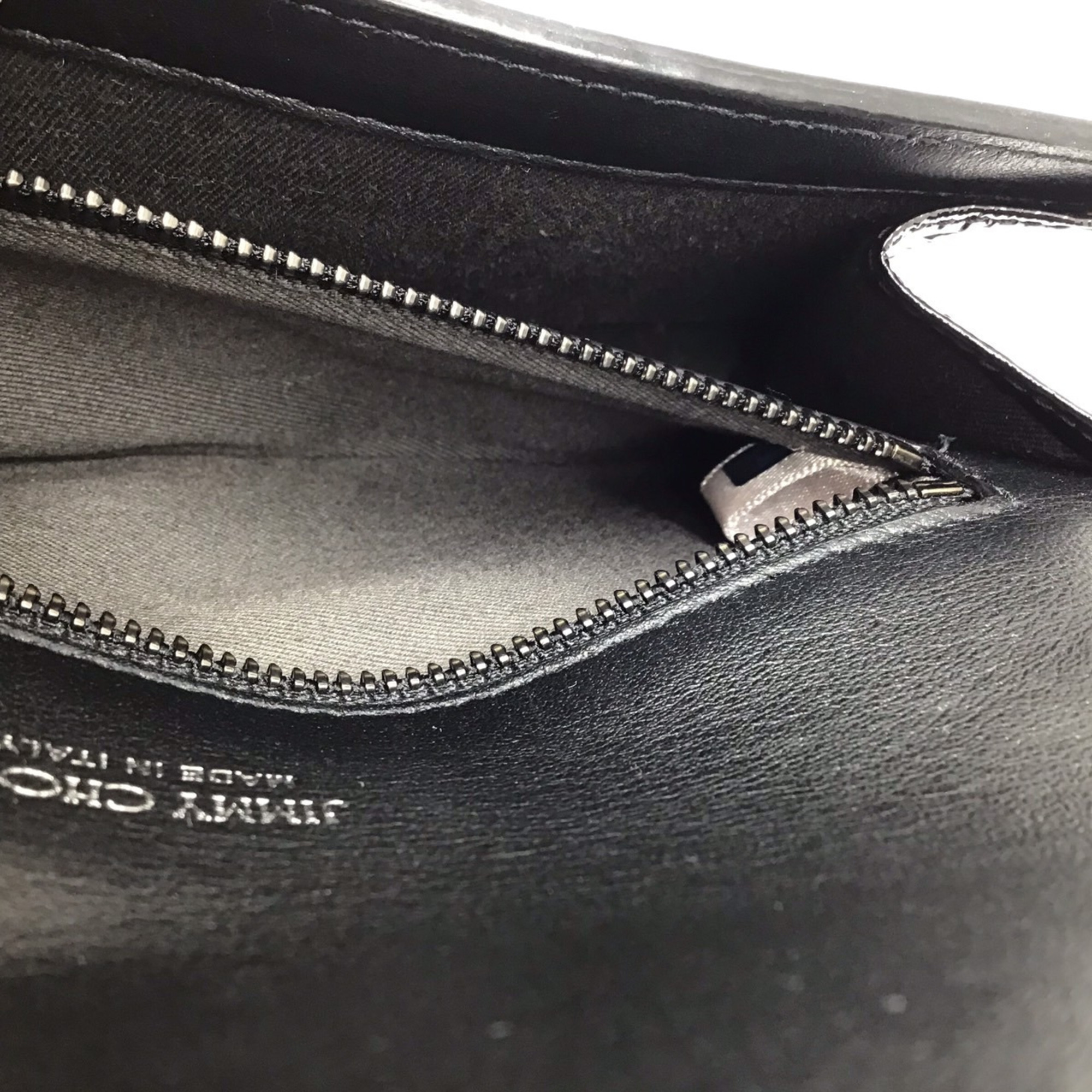 JIMMY CHOO Madeline Chain Shoulder Bag Wallet Long Clutch PVC Black Accessories Ladies