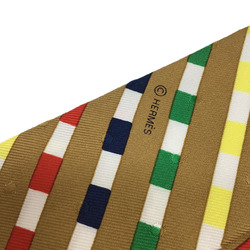 HERMES Twilly Moderne Buckle Bouclerie moderne Multicolor Brown Dot Stripe Scarf Collar Women's Men's Unisex Wrapping