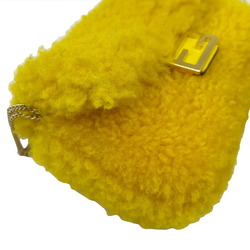 FENDI Nano Bucket Fur Shoulder Pouch 7AR844 Yellow Ladies