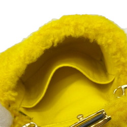 FENDI Nano Bucket Fur Shoulder Pouch 7AR844 Yellow Ladies