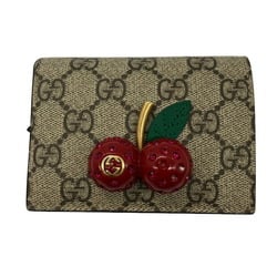GUCCI Gucci Cherry Bifold Wallet 476050 GG Supreme Beige Hibiscus
