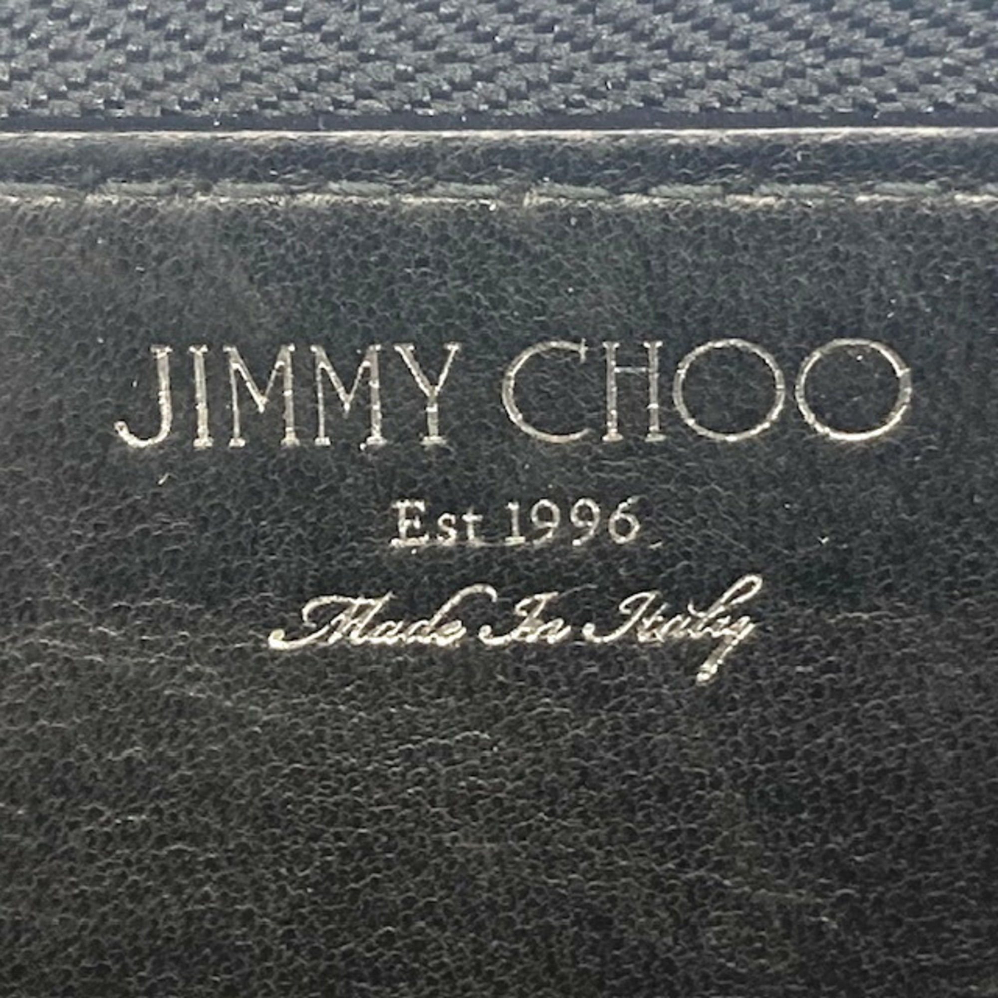 JIMMY CHOO Round Carnaby Black Studded Men's Women's Long Wallet