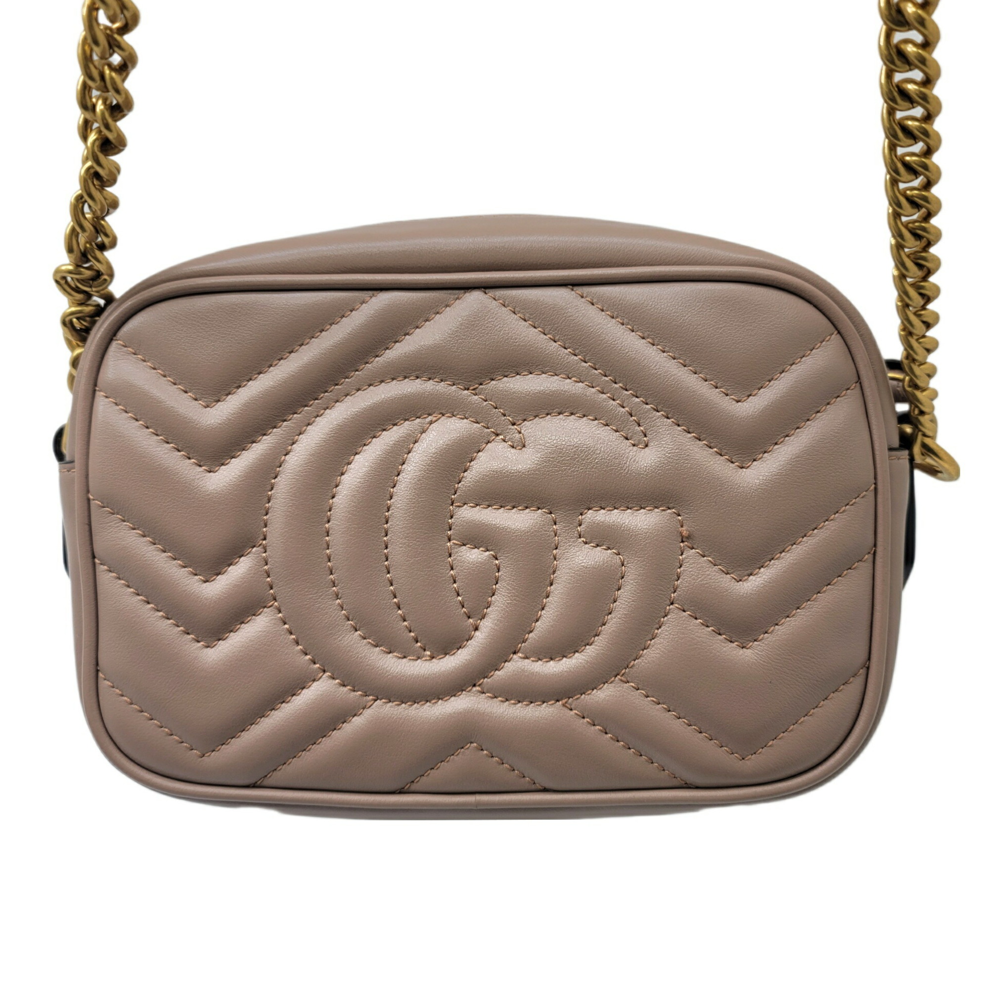 GUCCI Gucci GG Marmont Pink 448065 Beige Shoulder Bag Ladies