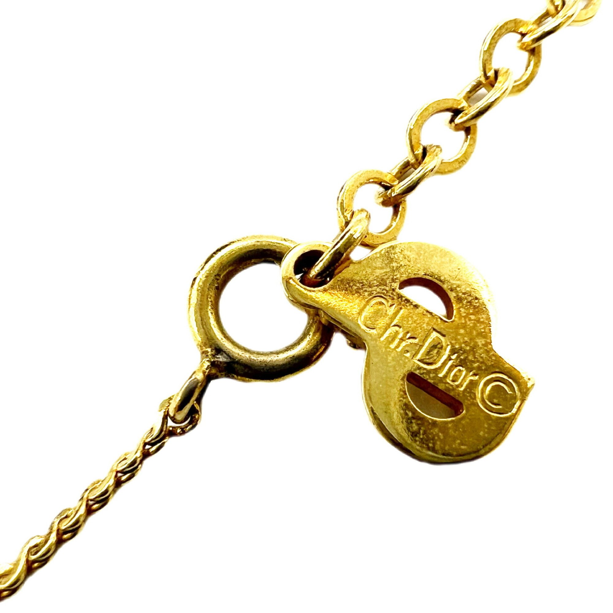 Christian Dior Necklace CD GP Gold Plated 37~43cm Pendant Women's
