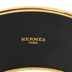 HERMES Enamel TGM Bangle Striped Pattern Gray Women's GP Bracelet