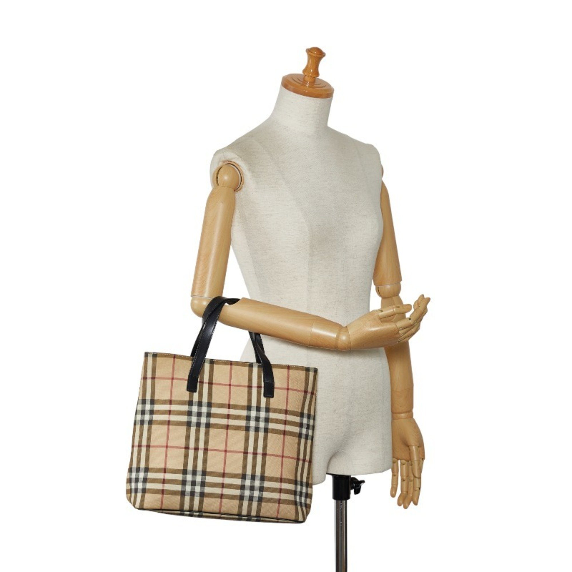 Burberry Nova Check Handbag Beige Multicolor PVC Leather Women's BURBERRY